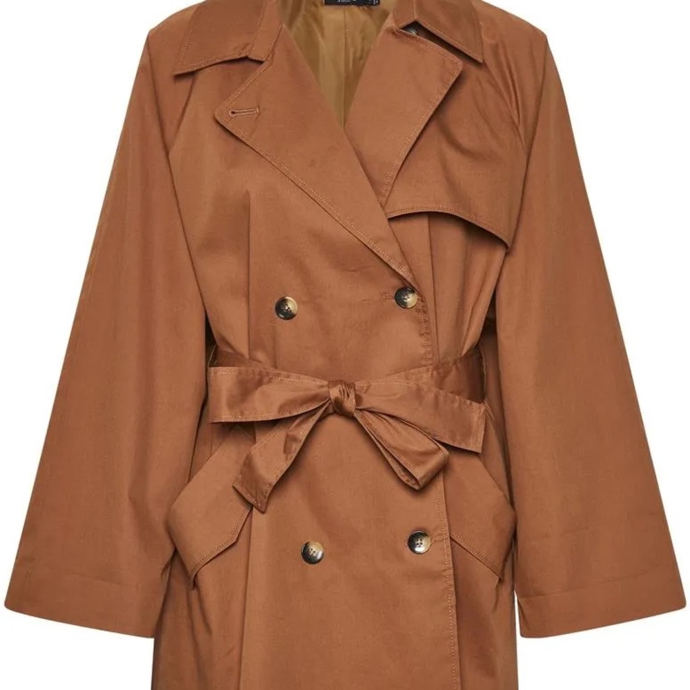 NWT Soaked in luxury Women's Double-Breasted Tan Trench Coat